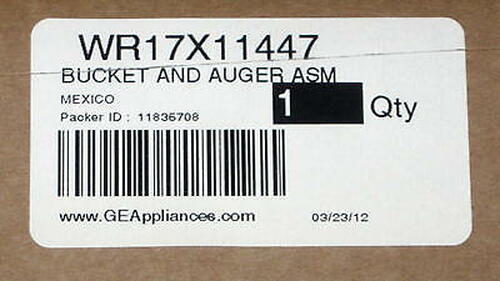WR17X11447 Genuine GE OEM Refrigerator Freezer Ice Bucket Auger Dispenser