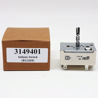 3149401 Infinite Control Switch for Whirlpool Range Stove Burner Eye 811430