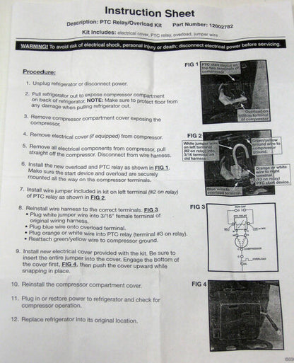 Refrigerator Relay Overload for Whirlpool Maytag 12002782 AP4009659 PS2004057