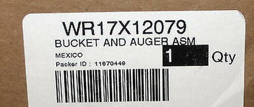 WR17X12079 Genuine GE OEM Refrigerator Freezer Ice Bucket Auger Dispenser