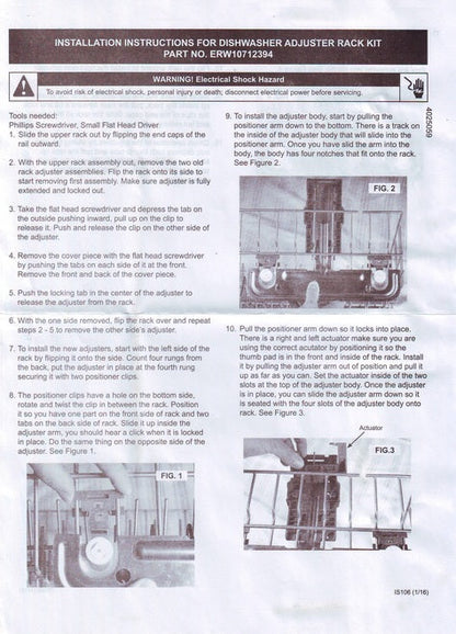 Dishwasher Upper Rack Adjuster Kit for Whirlpool Kitchenaid W10712394 AP5956100 PS10064063