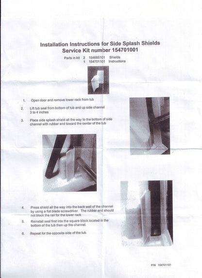 Dishwasher Splash Shield for Electrolux Frigidaire 154701001 AP4338941 PS2203346